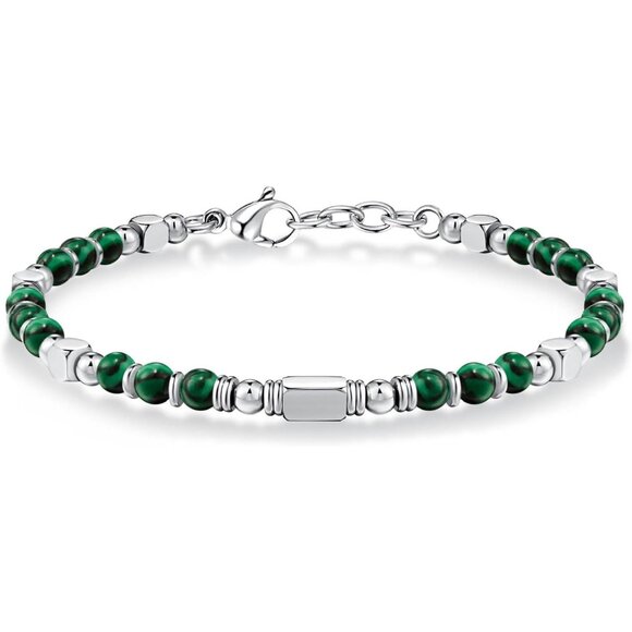 Silver & Green Boho Beaded Bracelets for Women Trendy Jewelry Gifts for Lover - Picture 1 of 7